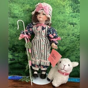 Floral Porcelain Mary Had a Little Lamb Doll